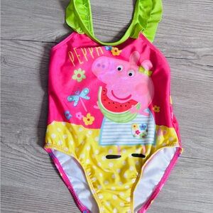 Peppa Pig Hot Pink, Yellow & Lime Green One-Piece Swimsuit